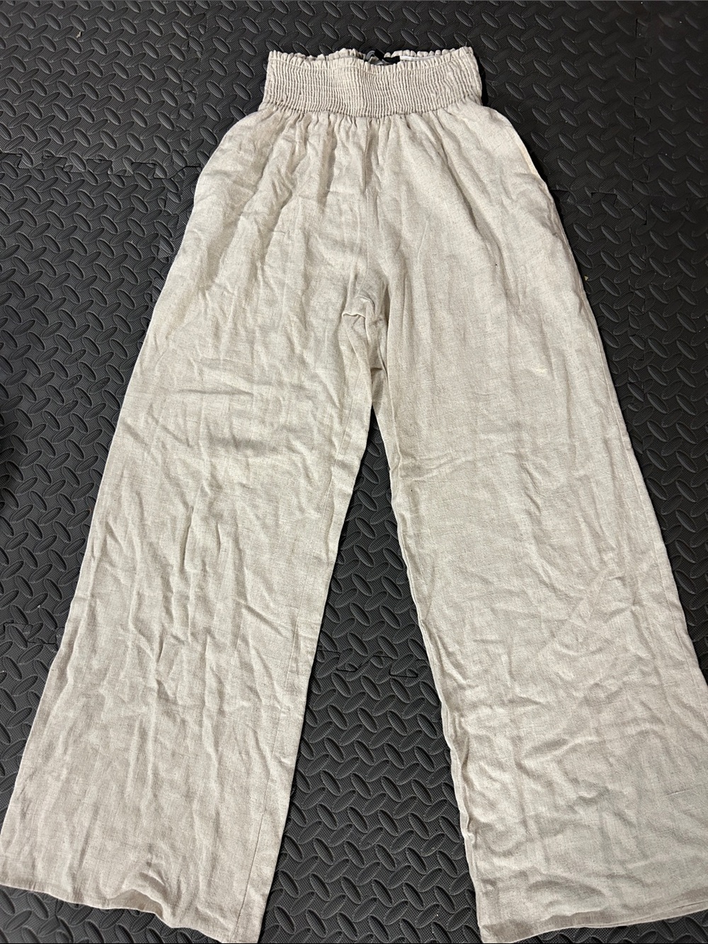 Lulu's Neutral Wide-Leg Elastic Waist Pants - Beige